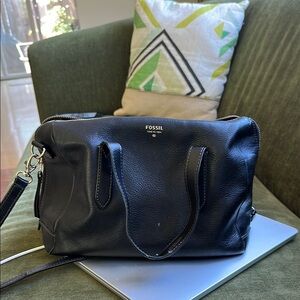 Fossil Black Leather Satchel